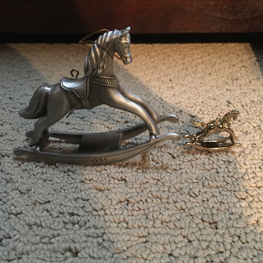 Hallmark Pewter Rocking Horse & Mini ornament